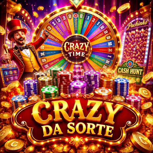 Roda colorida do Crazy Time com apresentador ao vivo no estúdio
